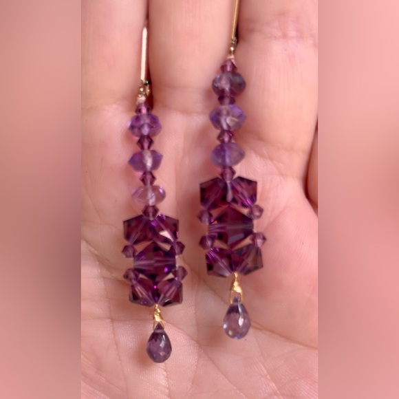❤️SOLD❤️ArtDeco inspired Natural Amethyst, Alexandrite, Amethyst Swarovski - Picture 3 of 6